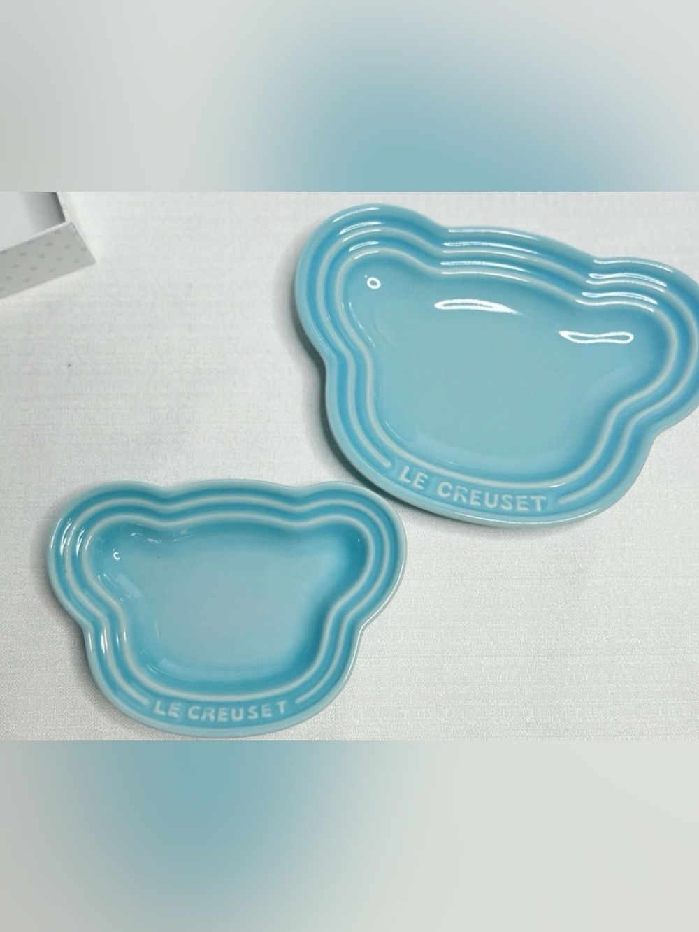 Le Creuset Baby Bear Plate Set (2) Tableware Pastel Blue New Open Box